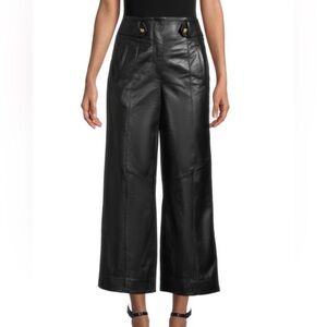 VERONICA BEARD Agee Lamb Leather Crop Wide Leg